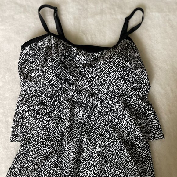 Swimsuits For All Womens Black Polka Dot Built In Bra Swim Takini Top Size 16 - Picture 1 of 11